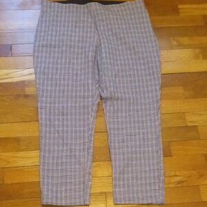 women 14 pull on ankle pants, mustard yellow and black, cream